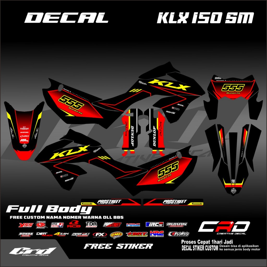 Stiker Decal KLX 150 SM Full Body Terbaru 2023 Stiker KLX SM Stiker Kawasaki Klx 150sm