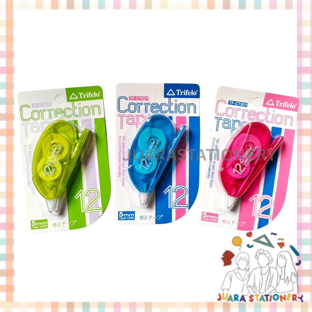 

(839) JUARASTATIONERY Correction Tape Trifelo CT921 Panjang 12m / Tip Ex Kertas Tip Ex Pita