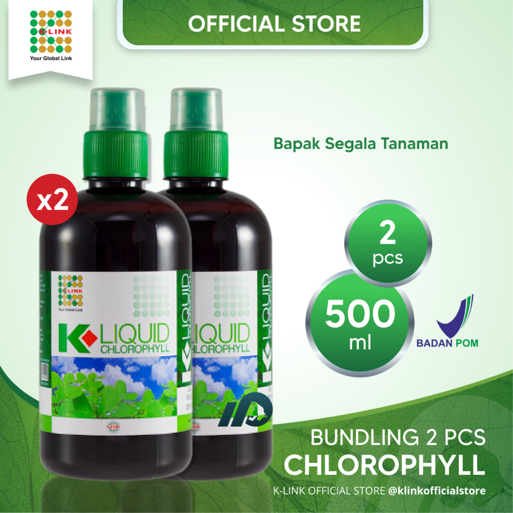 

[PROMO BUNDLING] K-LIQUID CHLOROPHYLL 500 ml (2 Botol) KLOROFIL K-LINK ORIGINAL Clorofil Klink Klorofil Original BPOM 500 ml Chlorophyl Chlorofil Clorophyl Klorofil Attauri K-Link Original Store K-Link Official Store Attauri