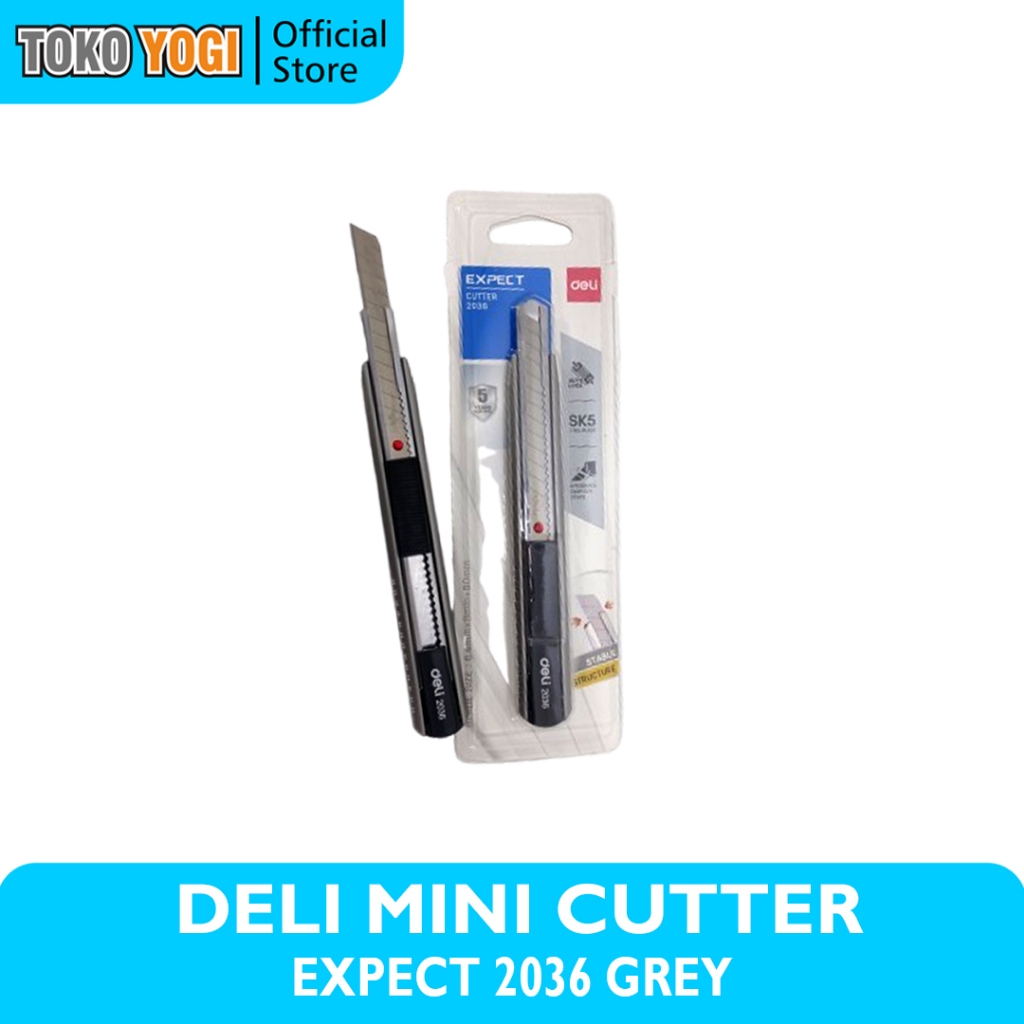 

DELI CUTTER 2036 GREY AUTO LOCK || WARNA ABU-ABU