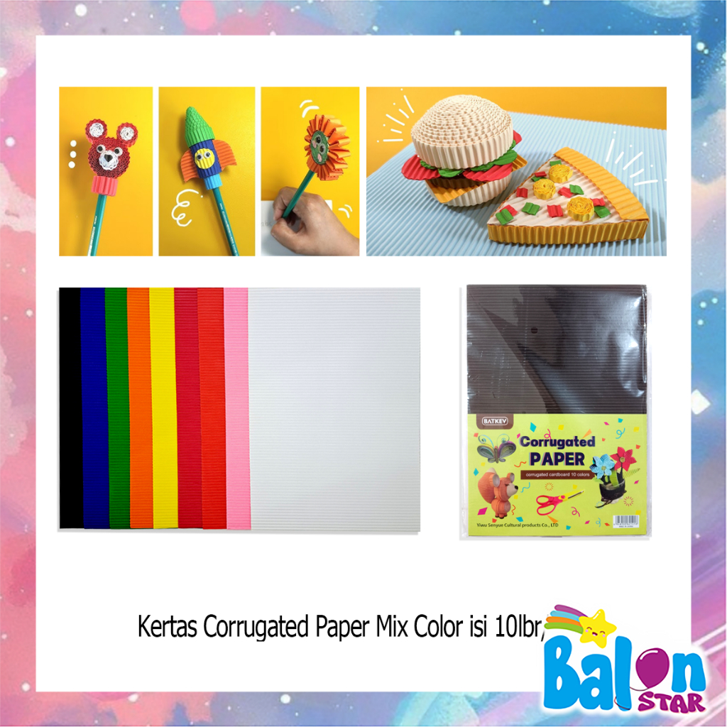

(1Pak isi 10lembar) Kertas Corrugated Paper Mix Color, kertas gelombang, Art Paper DIY Handcraft Paper