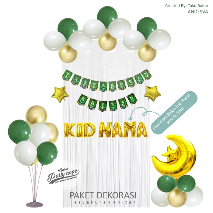 paket dekorasi Tasyakuran Khitan / set balon dekorasi Khitanan Sunatan / Set Dekorasi Sukuran Khitan