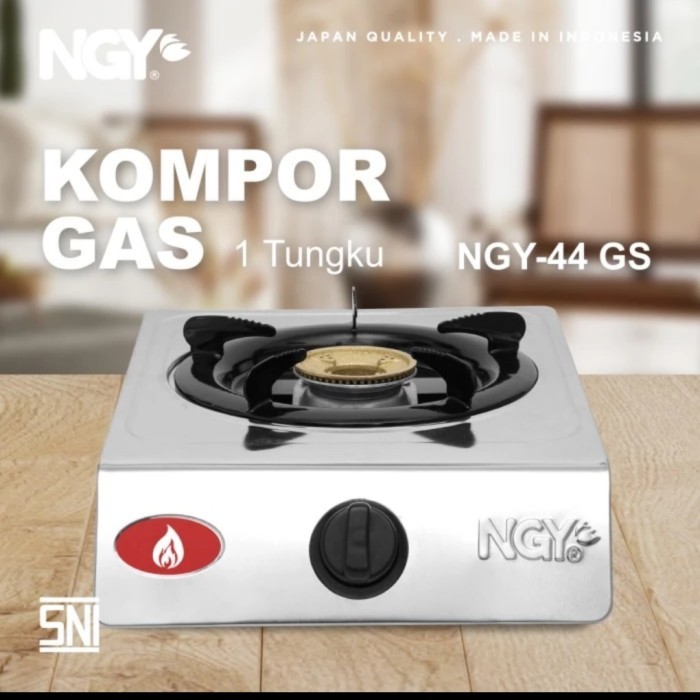 KOMPOR GAS TEFLON STAINLESS / Kompor Gas Api 1 Tungku | NGY-444GS /NGY Stain-Free Gas Stove
