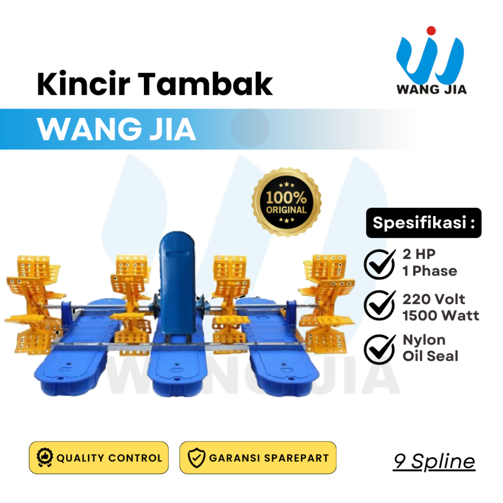 Wang Jia - Kincir Air Tambak - 2 HP 1 Ph 220 Volt 1500 Watt - Nylon Oil Seal