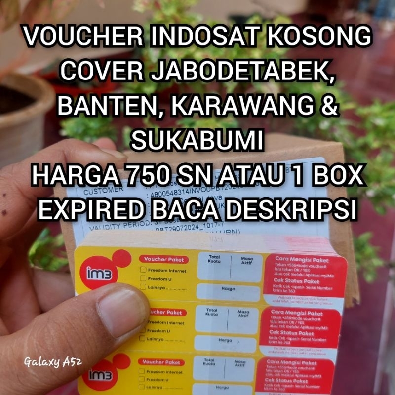 GROSIR 750 SN / 1 BOX VOUCHER INDOSAT KOSONG JABODETABEK & SUKABUMI