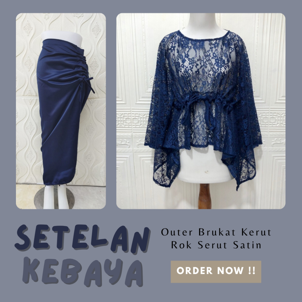 Paket Setelan Kebaya Outer Brukat Kerut Bundling Rok Serut Satin SET KEBAYA MODERN  KEBAYA TUNIK BRU