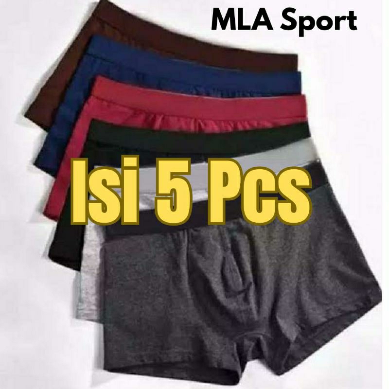 Celana Dalam Boxer Pria Bahan Polyester Katun Isi 5 Pcs
