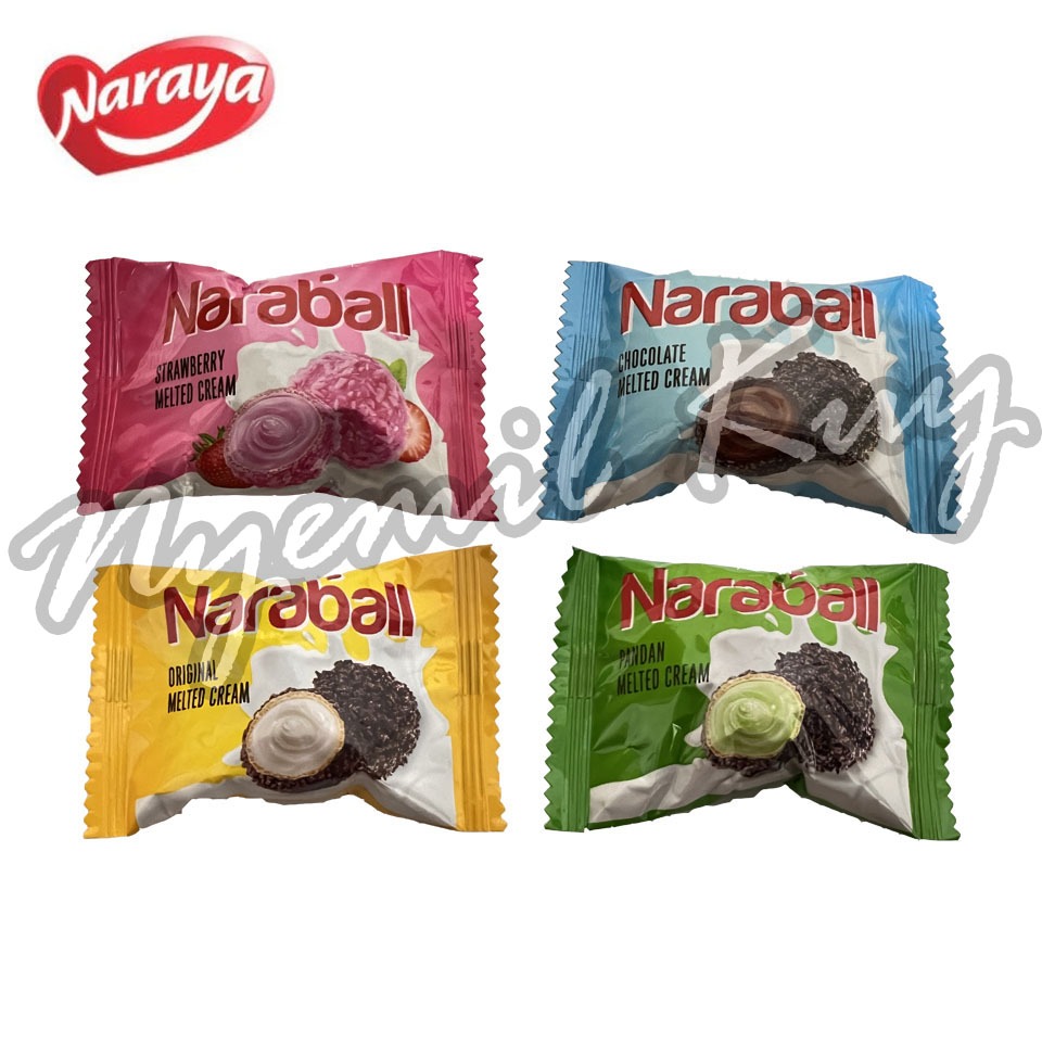 

[1 PCS] ECER Naraya NARABALL Biscuit Wafer Ball Original Chocolate Strawberry Pandan Melted Cream - Wafer Salut Cookies Mellow Delicious Rasa Original Cokelat Vanilla Stroberi Pandan - Biskuit Wafer Salut Kukis isi Krim