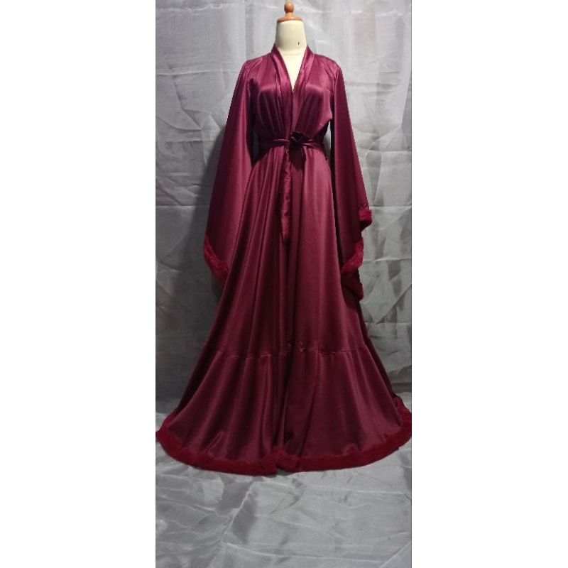 gaun tidur mewah custom, kimono tidur, gaun tidur bulu, gaun tidur Vintage