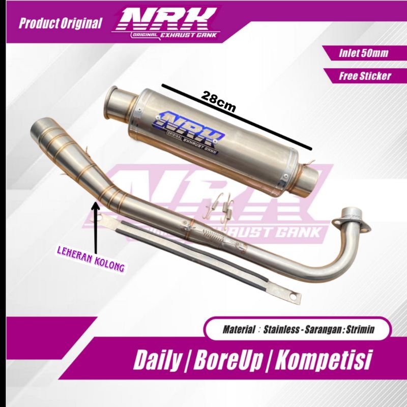 kenalpot Racing NRK original exhaust inlet 50mm PNP utuk motor jupiter z/z1/robot vega r/zr astrea a