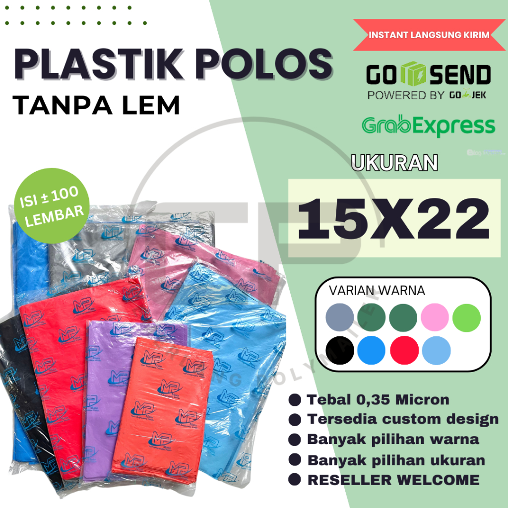 Kantong plastik tanpa plong polos 15x22/ plastik packing / plastik olshop / plastik tanpa plong