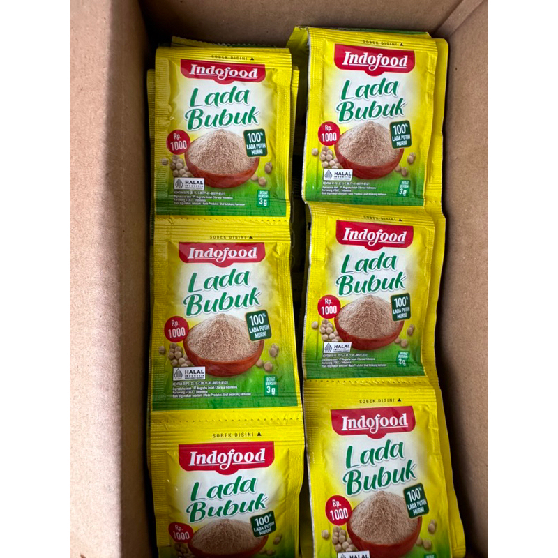 

Lada Bubuk Indofood serenteng isi 12sachet 3gr ( 12x3g ) / LADA BUBUK KEMASAN SACHET