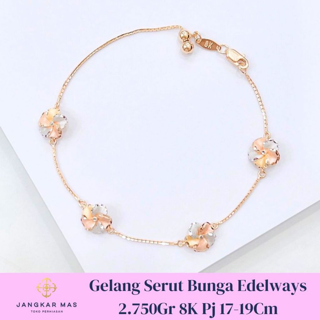 GELANG EMAS SERUT BUNGA EDELWAIS 8K 2.750GR