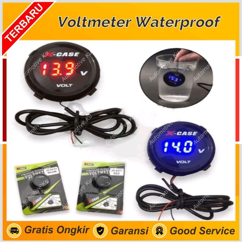 VOLTMETER DIGITAL WATERPROOF MOBIL MOTOR MULTIFUNGSI 12V DC PENGUKUR SUPLAY ARUS ADAPTOR PENGUKUR TE