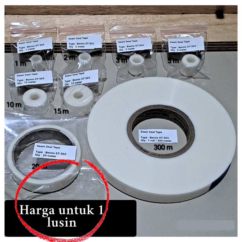 [5 METER] 1 Lusin Lem tenda waterproof - Lem jas hujan- Jahitan Waterproof Bening Tambalan Jas Hujan