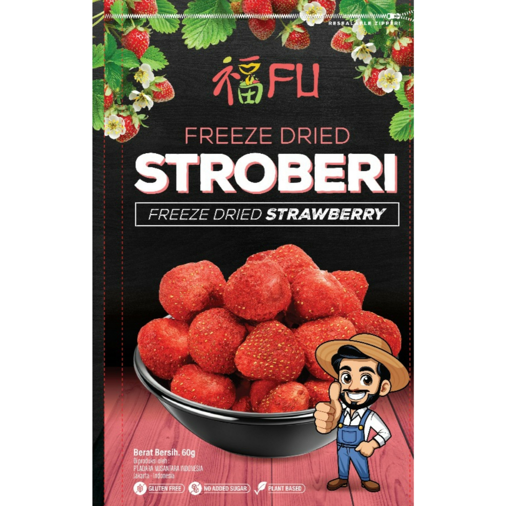 

FU keripik stroberi kualitas export - 60 gr/ FU freeze dried strawberry export quality - 60 gr