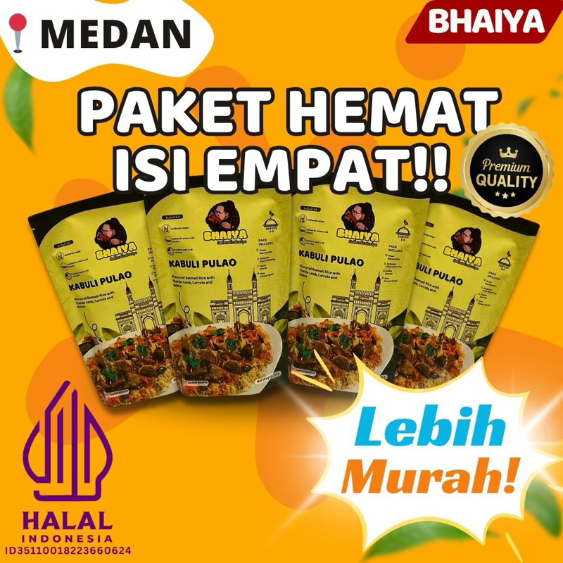 

Paket Hemat isi 4 Bhaiya Kabuli Pulao Kit (MEDAN)