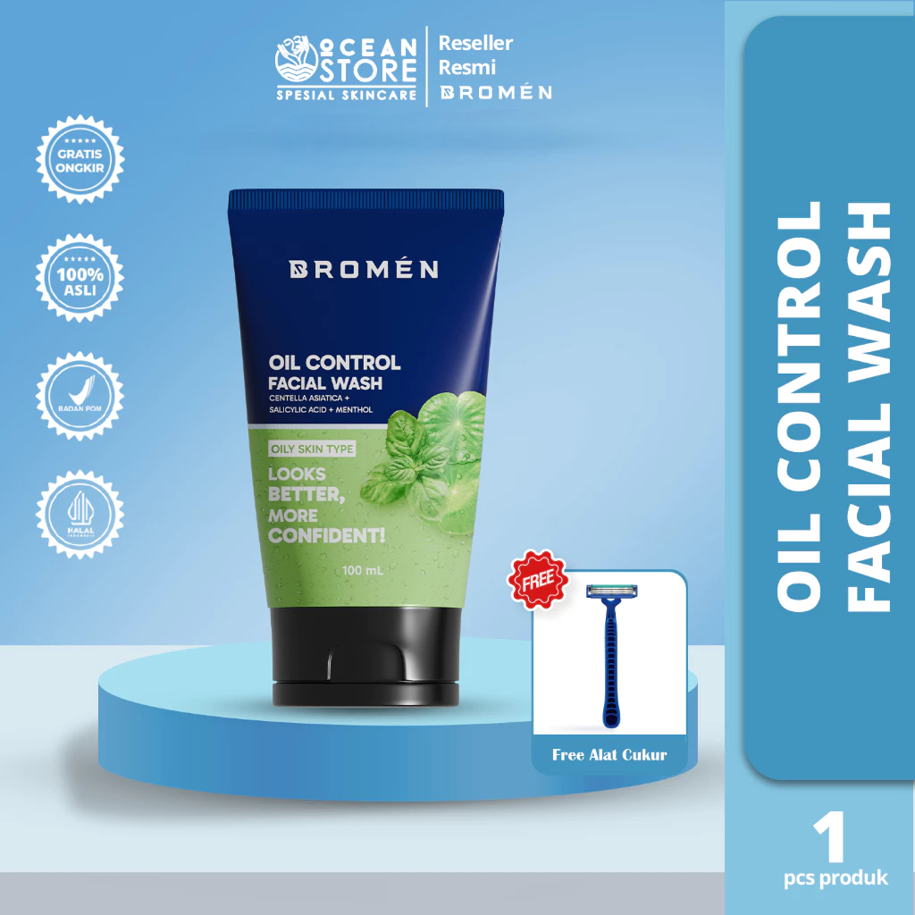 OCEAN | Skincare Pria | Facial Wash Brightening BROMEN Oil Control Mengatasi Kulit Berminyak