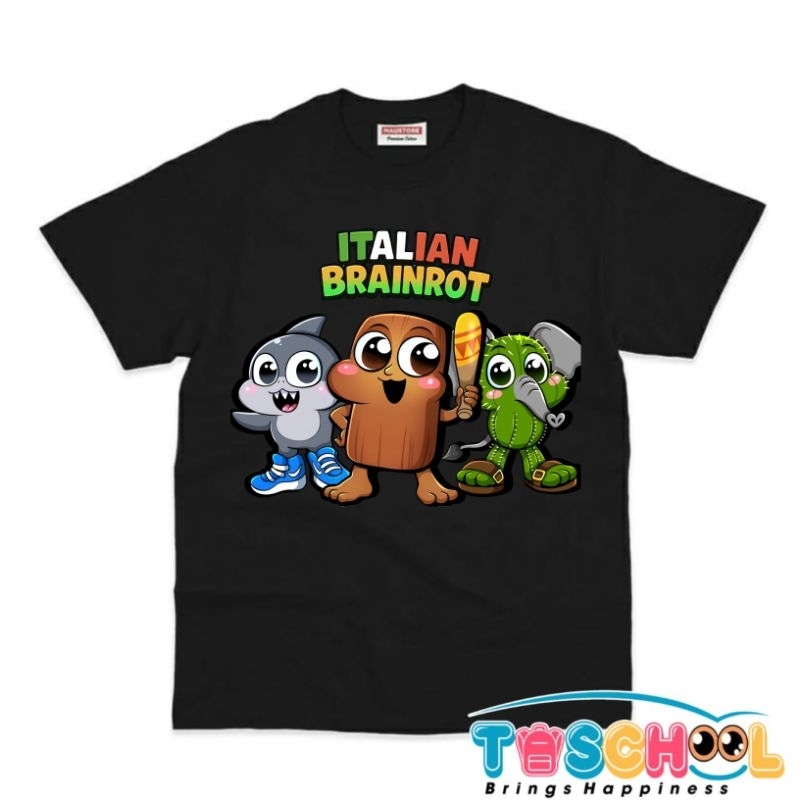 BAJU ANAK KAOS ANAK ANOMALI TUNG TUNG TUNG SAHUR TRALALELO TRALALA BOMBARDINO CROCODILO ITALIAN BRAI