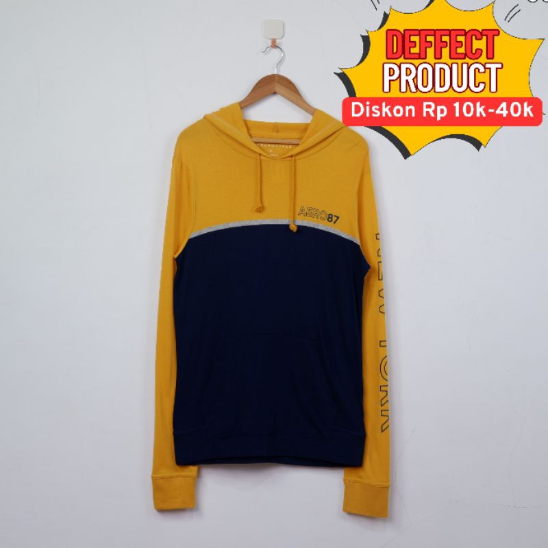 [Deffect] Kaos Hoodie AEROPOSTALE Long Sleeve Colorblocked Hoodie Shirt | Gamboge Yellow - Dark Ceru