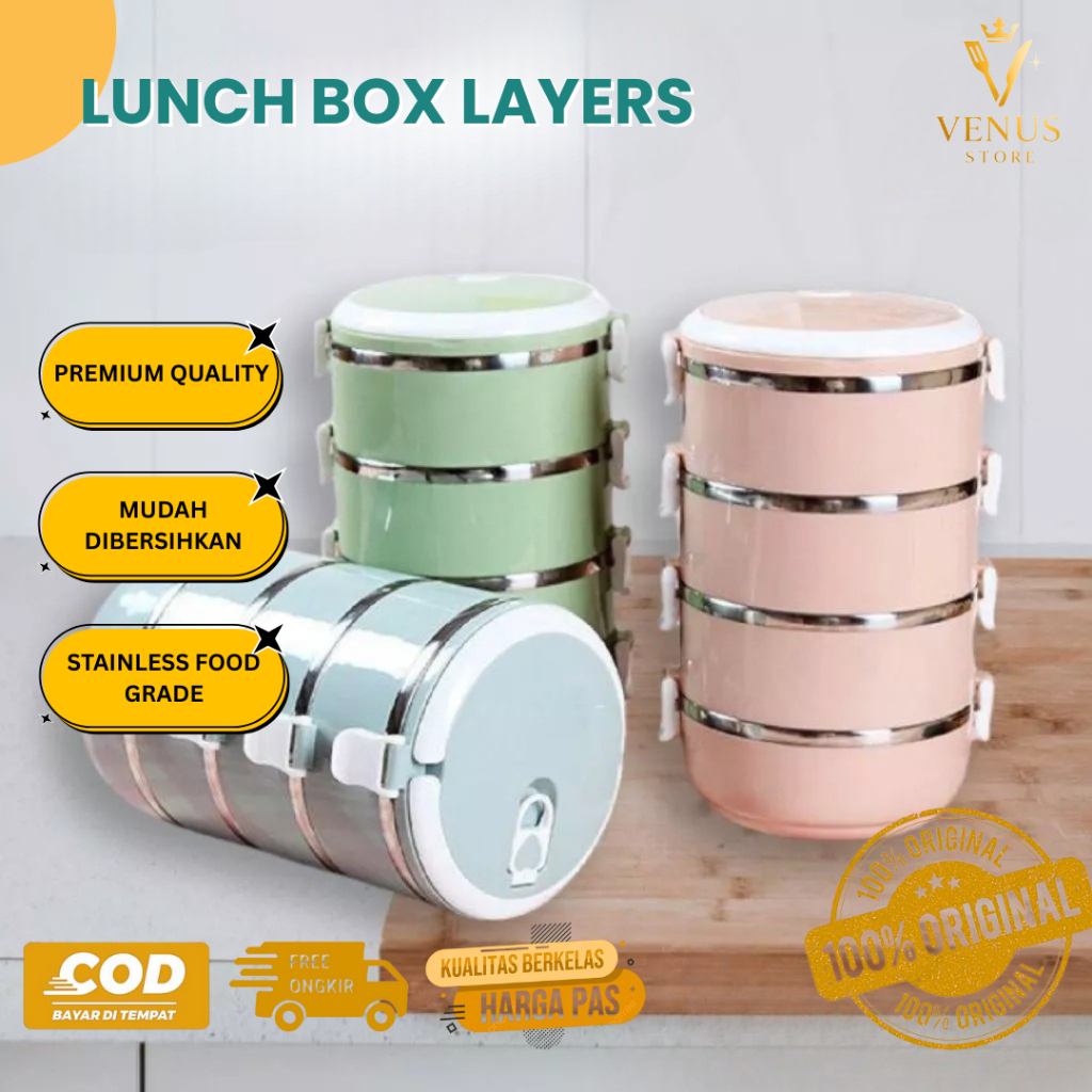 King Balance Kotak Makan Rantang Makan Siang Stainless Susun Bento Besar Rantang Makan Mewah 364