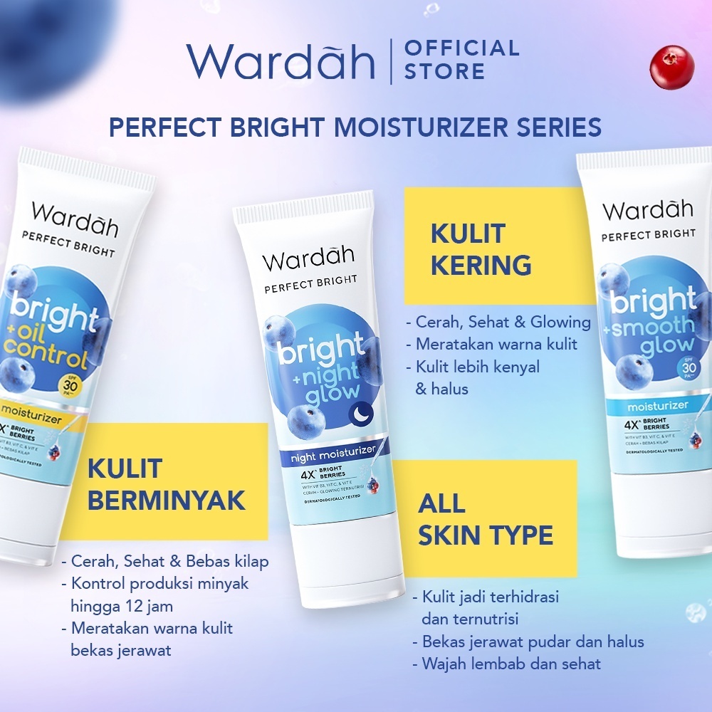 WARDAH PERFECT BRIGHT MOISTURIZER 20ML BRIGHT SMOOTH / OIL PELEMBAB WARDAH MENCERAHKAN