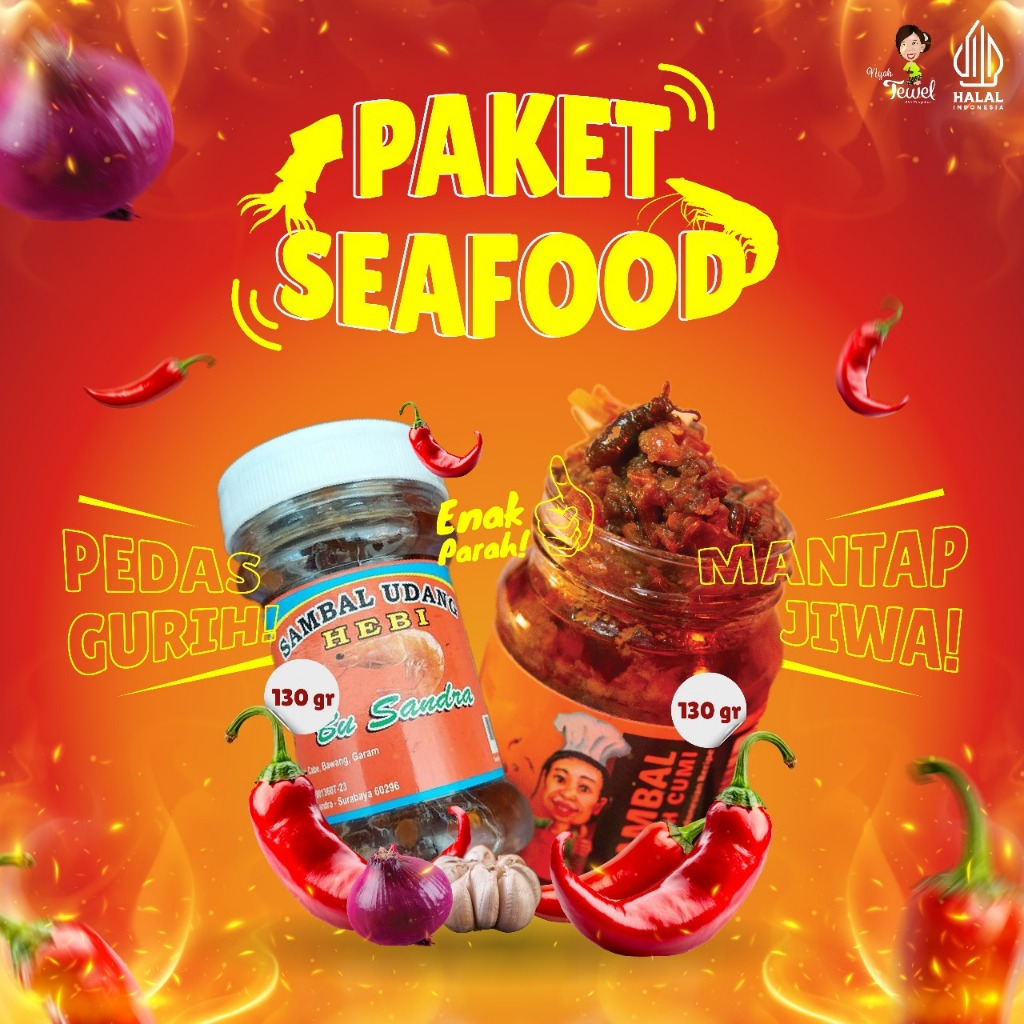 

Nyah Tewel - Paket Seafood Sambal Udang Hebi Bu Sandra, Sambal Cumi Nyah Tewel