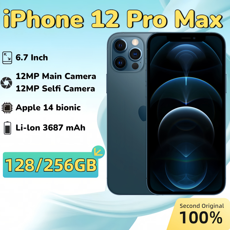 IPHONE 12 Pro Max 128GB 256GB Second Unlocked Fullset Mulus 100%ORI Like New Sinyal aman IP 12PROMAX