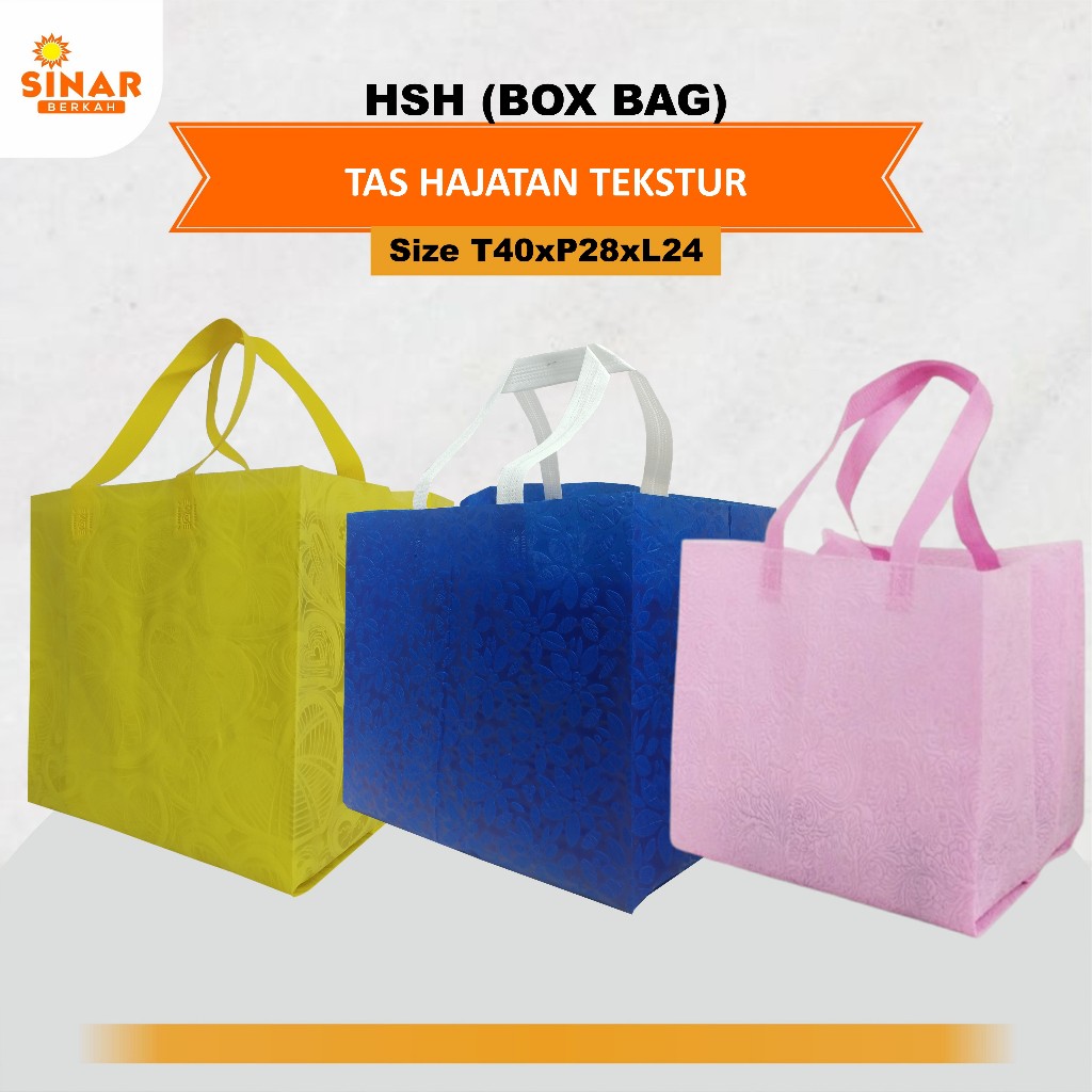 

Tas Hajatan Mewah | Tas Tasyakuran | Tas Nasi Kotak 24x24 | Tas Spunbond Tekstur 40x28x24