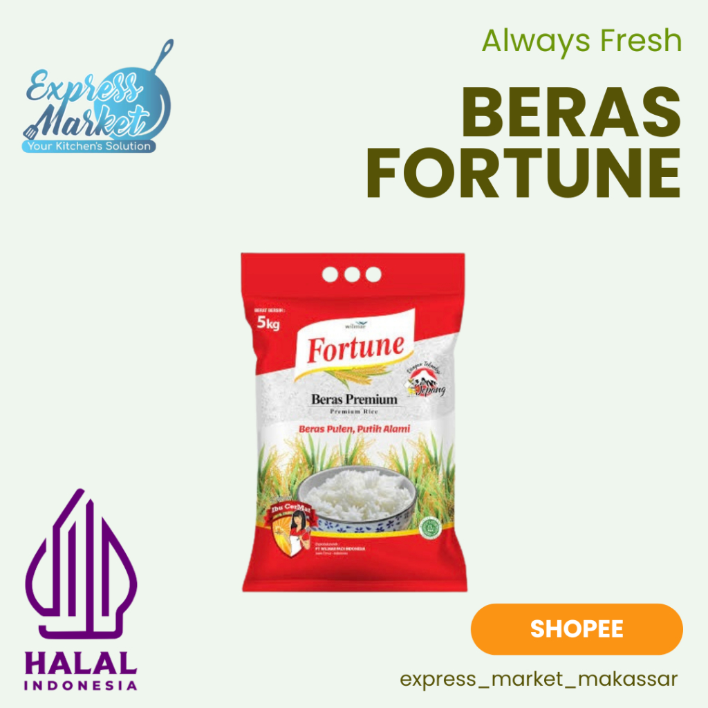 

Fortune Beras Premium Pulen Putih Alami Halal Instan