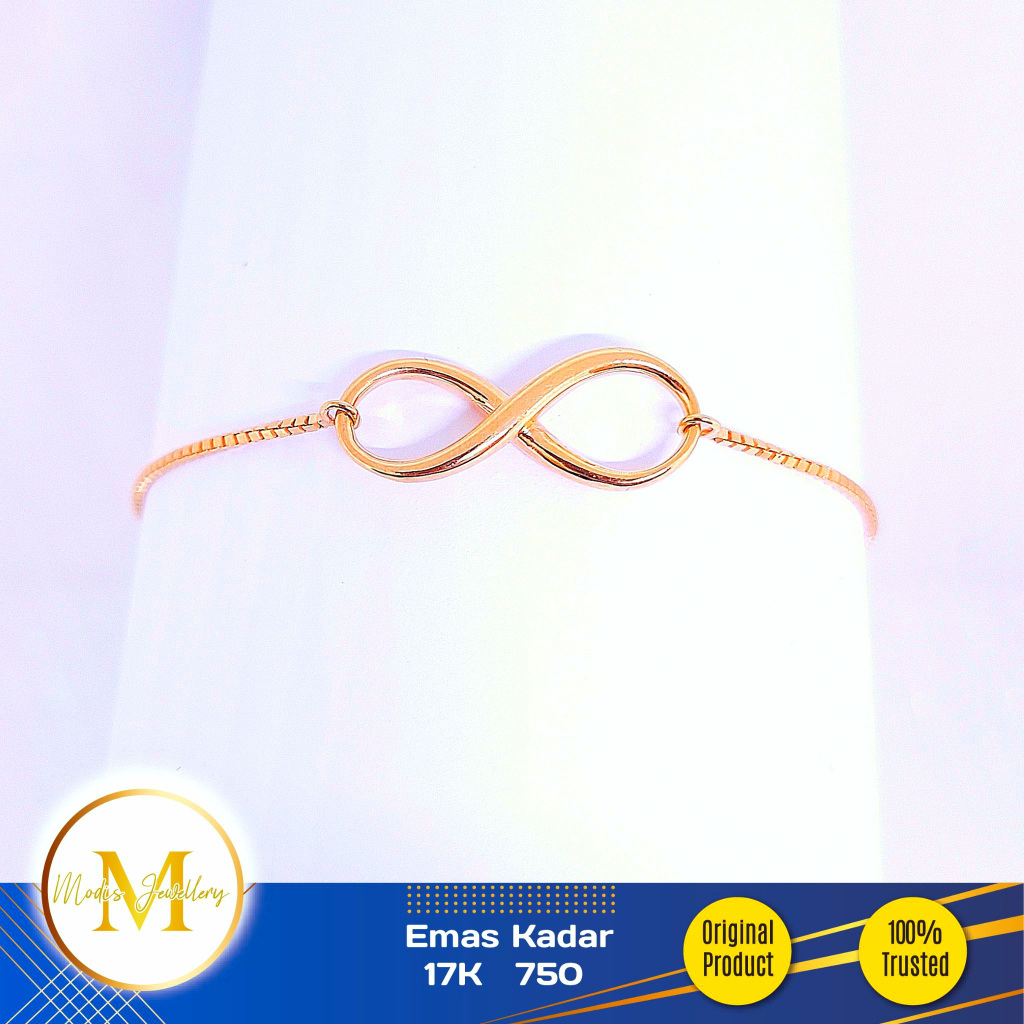 MODIS JEWELLERY - Gelang Serut Infinity Rosegold - Emas 17k  750