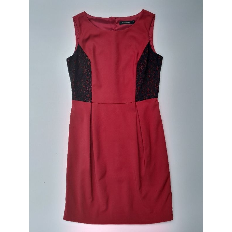 Midi Dres Wanita Tanpa Lengan Merah Hitam G2000 Women