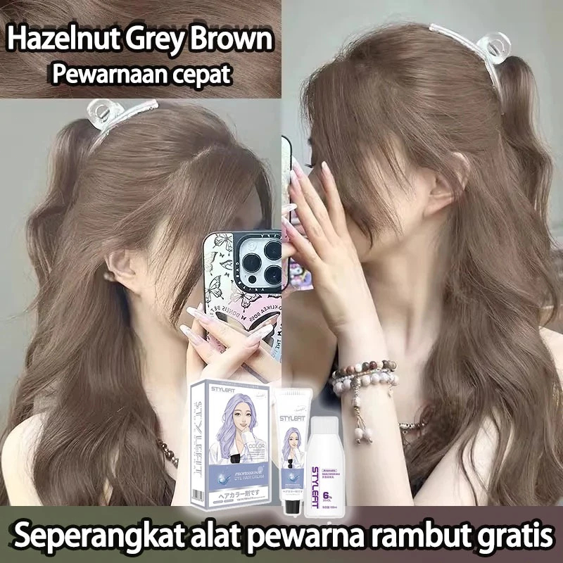 Cat Rambut Ash Brown*200ml Pewarna Rambut Pria Dan Wanita ，semir Original Hair Colour ，tidak Perlu P