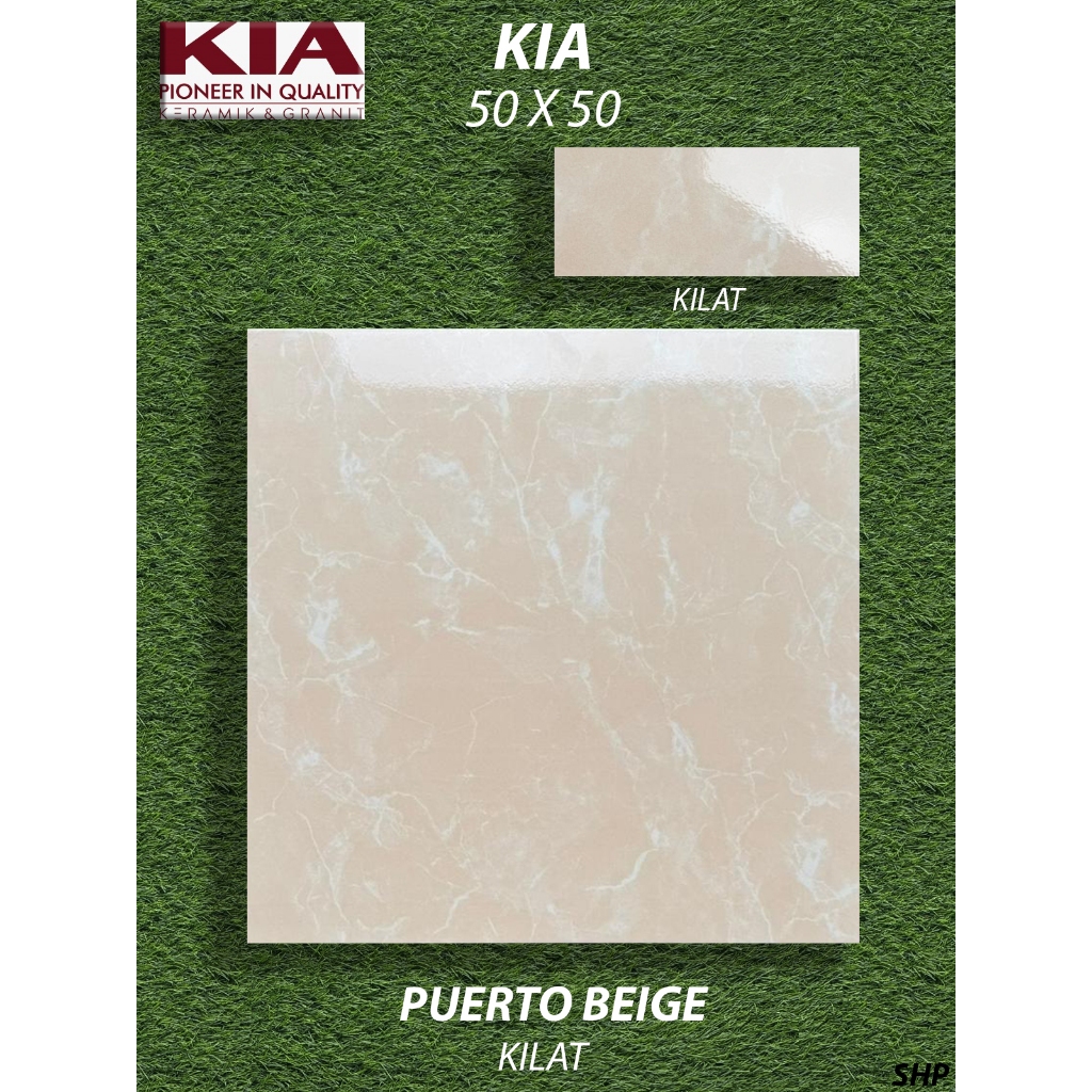 Keramik Lantai 50X50 KIA Puerto Beige, Kilat KW1 Pekanbaru Riau, Motif Cream Awan, Untuk Ruang Tamu 