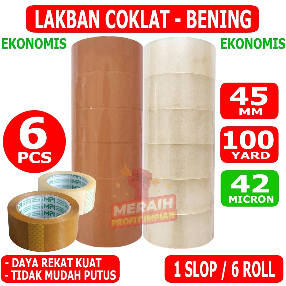 

KODE L19O 1 SLOP Lakban Bening Coklat 1 Yard Lakban MPI 45 mm x 1 Yard Paket Hemat Termurah