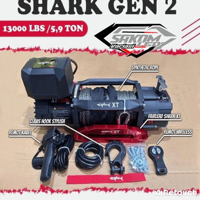 WINCH SHRAK 13000LBS 6TON TALI PLASMA SYENTHETIC 12V TALI DEREK MOBIL