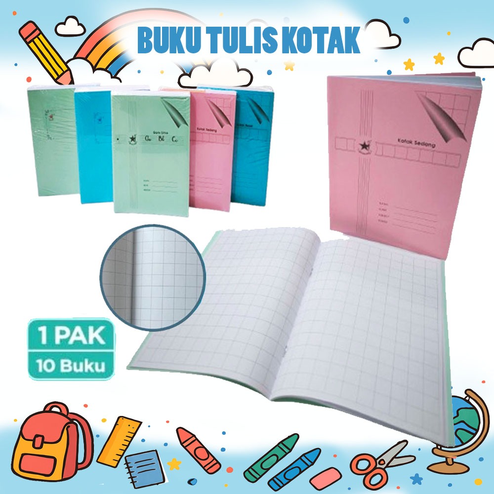 

(1 PAK ISI 10) BUKU PAUD BUKU TK BUKU GARIS TIGA BUKU GARIS LIMA BUKU KOTAK BESAR BUKU KOTAK SEDANG BUKU TULIS KOTAK MURAH