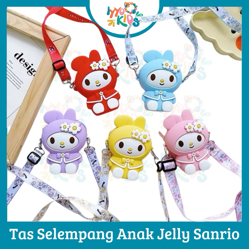 IYYO KIDS | AA84 Tas Selempang Anak Model Jelly Sanrio Melody Rubber Kelinci Bunga Murah Tas Kecil P