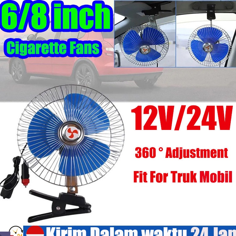 KODE R54S Stok Tersedia Termurah di Shopee  Kipas Angin Mobil 12 Volt 24 Volt DC Jepit Aki Truk Pick