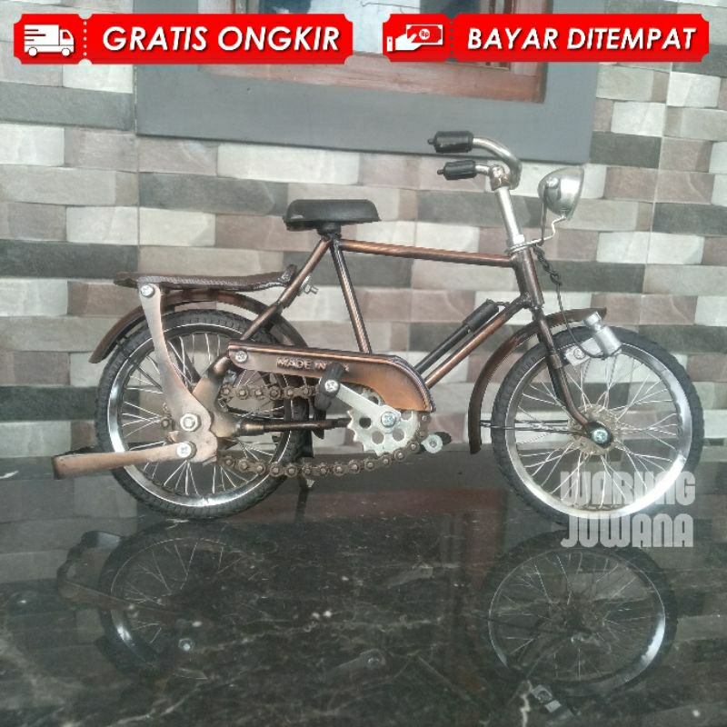 Miniatur Sepeda Ontel Cowok Jadul Replika Mainan Pajangan Onthel