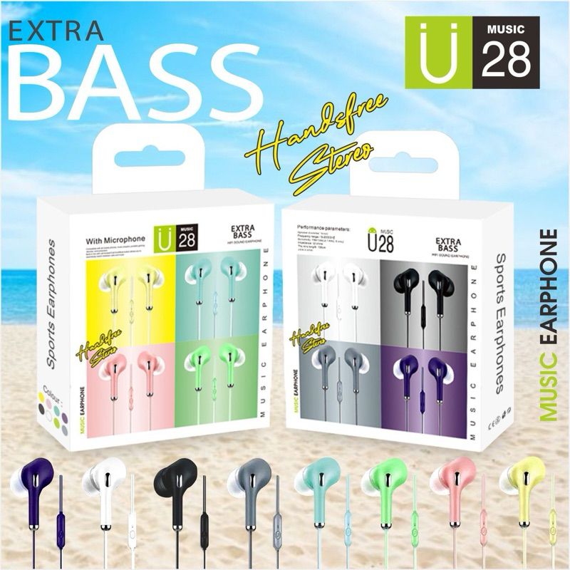 U28 / U-28 Macaron Handset / Headset H/F / HiFi Handsfree Earphone Macaron U28 Earphone HIFI Stereo 