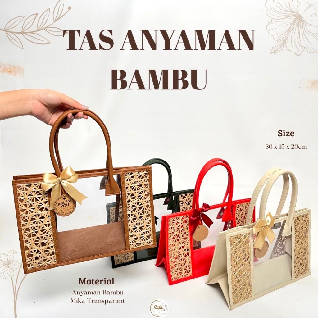 

Nata Craft-Tas Mika Kombinasi Bambu / Tas Hampers Lebaran Minimalist Parsel Iedfitri Imlek Natal