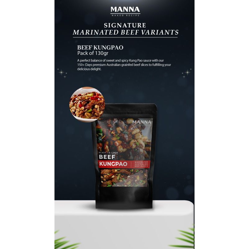 

MANNA SIGNATURE MARINATED BEEF VARIANTS - BEEF KUNGPAO - (FROZEN)