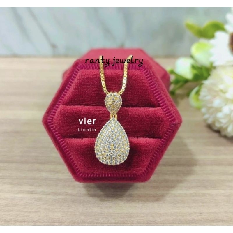 Kalung Replika Berlian Vier Terbaru, Model Labu, Cocok dipake kondangan, Harian