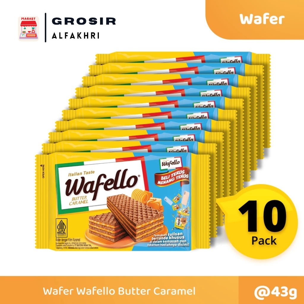 

WAFELLO WAFER ISI 10PCS X 43GR | CHOCO BLAST | BUTTER CARAMEL | COCONUT CREAM