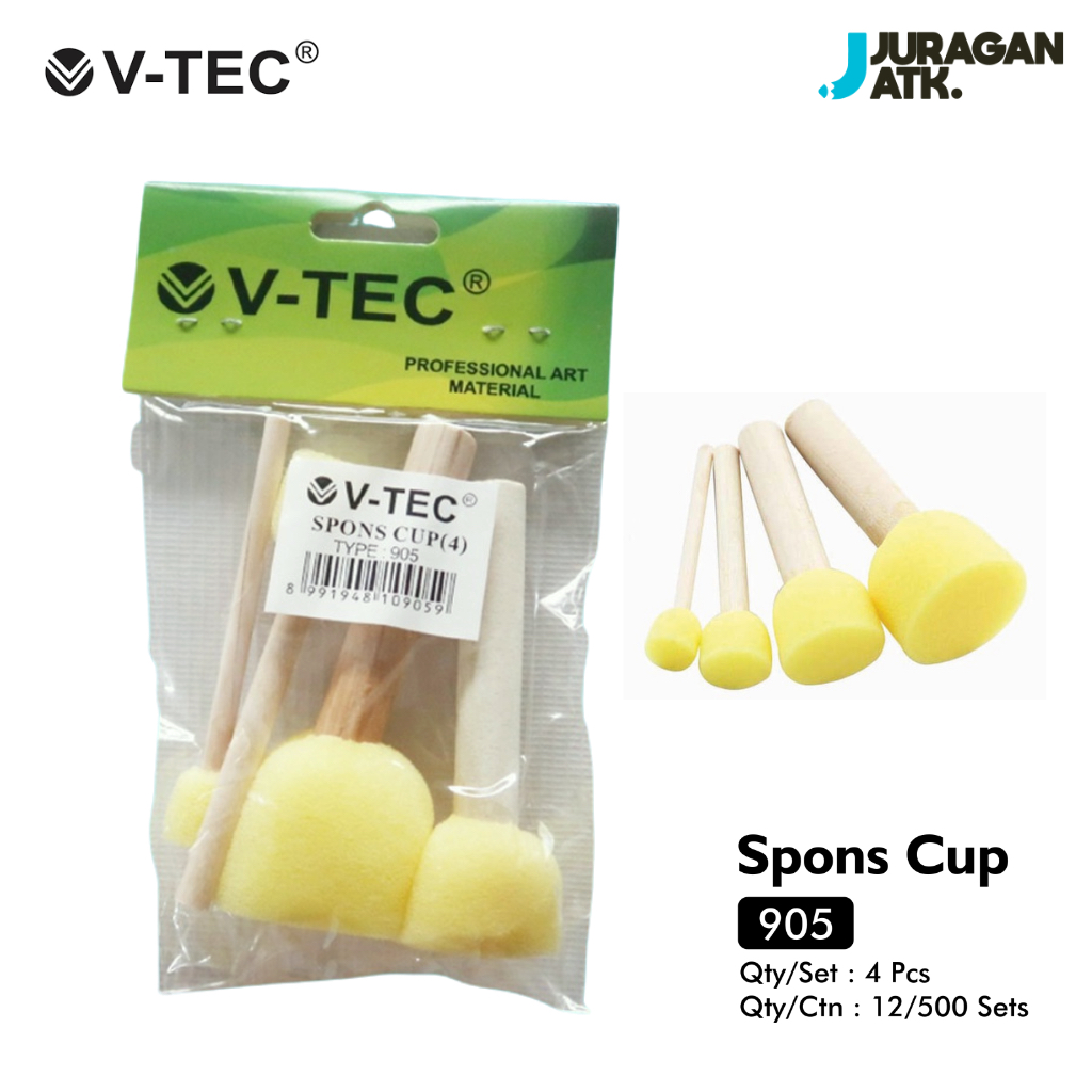 

Spons Cup (Spons Lukis) Isi 4pcs V-Tec Type: 905