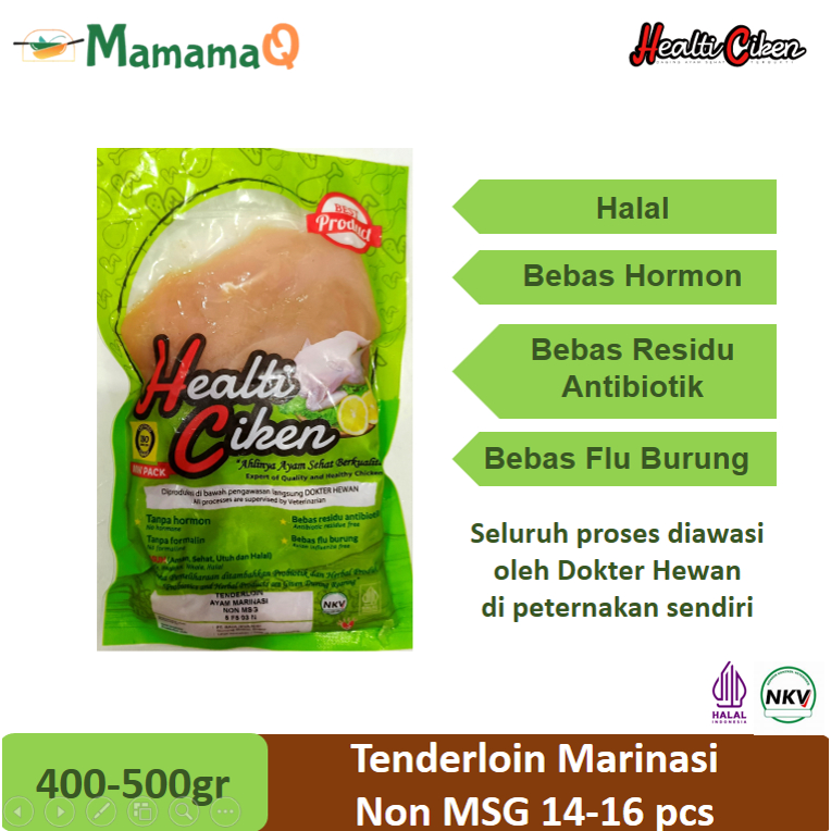 

HEALTI CIKEN HEALTHY CHICKEN Ayam Sehat Prebiotik Tenderloin Fillet Marinasi NON MSG Halal 400-500gr