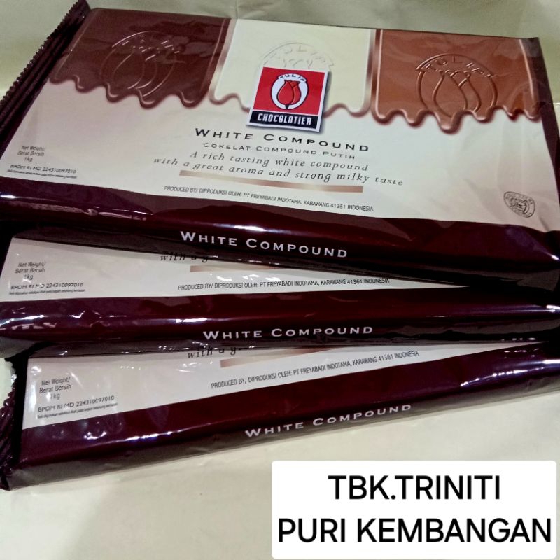

Tulip Compound Chocolate Dark, White, Milk 225gr / 1kg - Coklat Blok Serbaguna