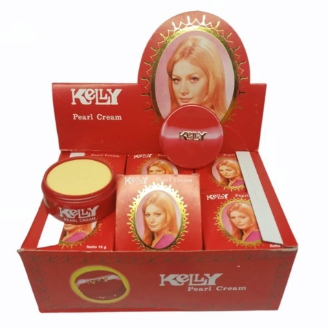 (1 lusin / 12 pcs) KELLY PEARL CREAM 15 GR Besar Bedak Kelly Asli BPOM