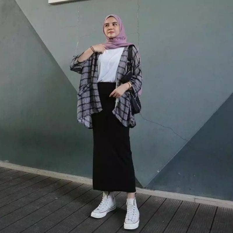 Rok Span Hitam Bahan Scuba Rok Panjang Warna Hitam Untuk Kuliah Kantor